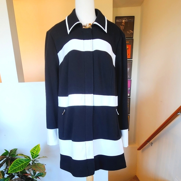 INC BLK WHT Striped Peacoat 2X - Picture 3 of 12